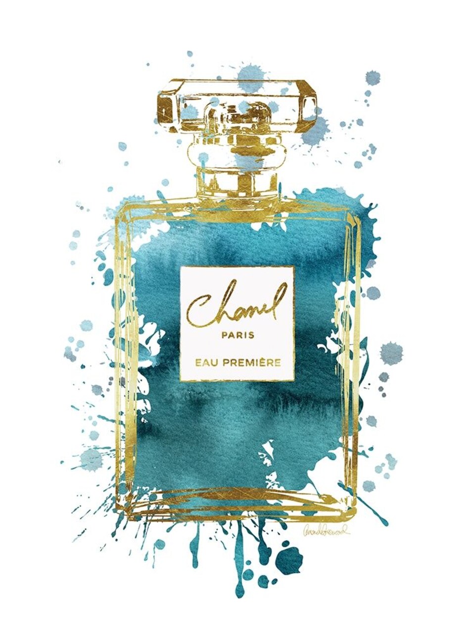 Perfume Bottle Deep Teal Poster Print by Amanda Greenwood # AGD115325